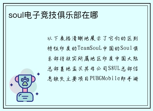 soul电子竞技俱乐部在哪