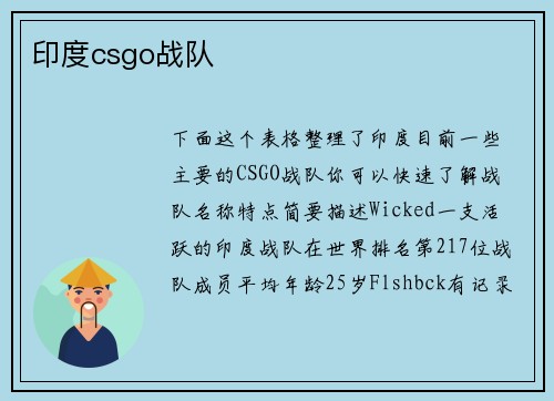 印度csgo战队